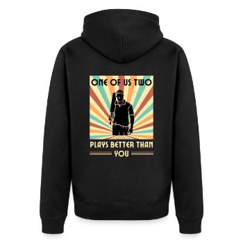 Einer Von Uns Beiden Spielt Besser Als Du Cricket - Unisex Premium Bio Zip Hoodie - Schwarz - Hinten - Nico (187cm)