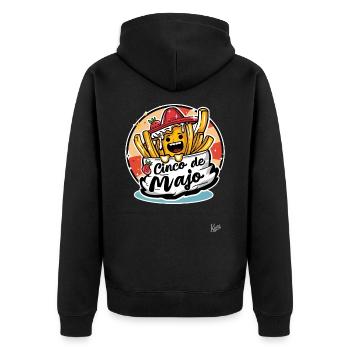 Mexikanische Pommes mit Cinco de Majonäse - Unisex Premium Bio Zip Hoodie - Schwarz - Hinten - Nico (187cm)
