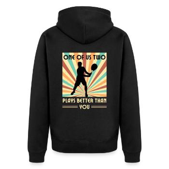 Einer Von Uns Beiden Spielt Besser Als Du Squash - Unisex Premium Bio Zip Hoodie - Schwarz - Hinten - Nico (187cm)
