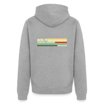 Retro Vintage Berlin Tempelhof-Schöneberg - Unisex Premium Bio Zip Hoodie - Grau meliert - Hinten - Nico (187cm)