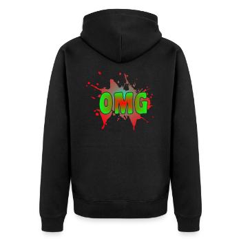 OMG - Unisex Premium Bio Zip Hoodie - Schwarz - Hinten - Nico (187cm)