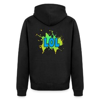 LOL - Unisex Premium Bio Zip Hoodie - Schwarz - Hinten - Nico (187cm)