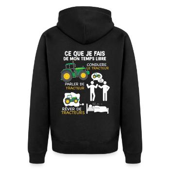 Tracteur agriculteur passion humour métier - Veste à capuche bio Premium Unisexe - noir - Dos - Nico (187cm)