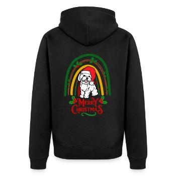 Weihnachten Pudel Kawaii - Unisex Premium Bio Zip Hoodie - Schwarz - Hinten - Nico (187cm)