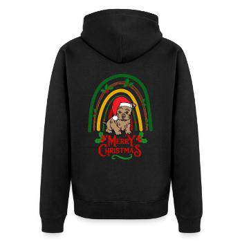 Süßer Silky Terrier Weihnachten Welpe Kawaii - Unisex Premium Bio Zip Hoodie - Schwarz - Hinten - Nico (187cm)