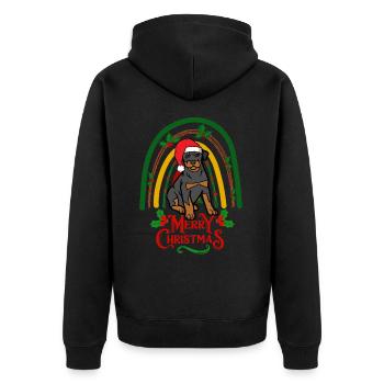 Süßer Dobermann Weihnachten Hund Kawaii - Unisex Premium Bio Zip Hoodie - Schwarz - Hinten - Nico (187cm)