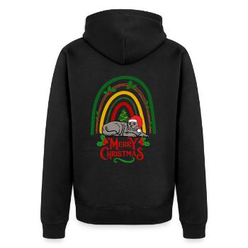 Carthusian Cat Christmas Chartreux - Unisex Premium Organic Zip Hoodie - black - Back - Nico (187cm)