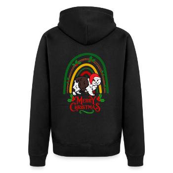 Cymric Cat Christmas - Unisex Premium Organic Zip Hoodie - black - Back - Nico (187cm)