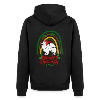 Weihnachten deutscher Spitz Liebhaber Kawaii - Unisex Premium Bio Zip Hoodie - Schwarz - Hinten - Nico (187cm)
