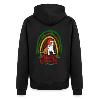 Süßer Basenji Weihnachten Hund - Unisex Premium Bio Zip Hoodie - Schwarz - Hinten - Nico (187cm)