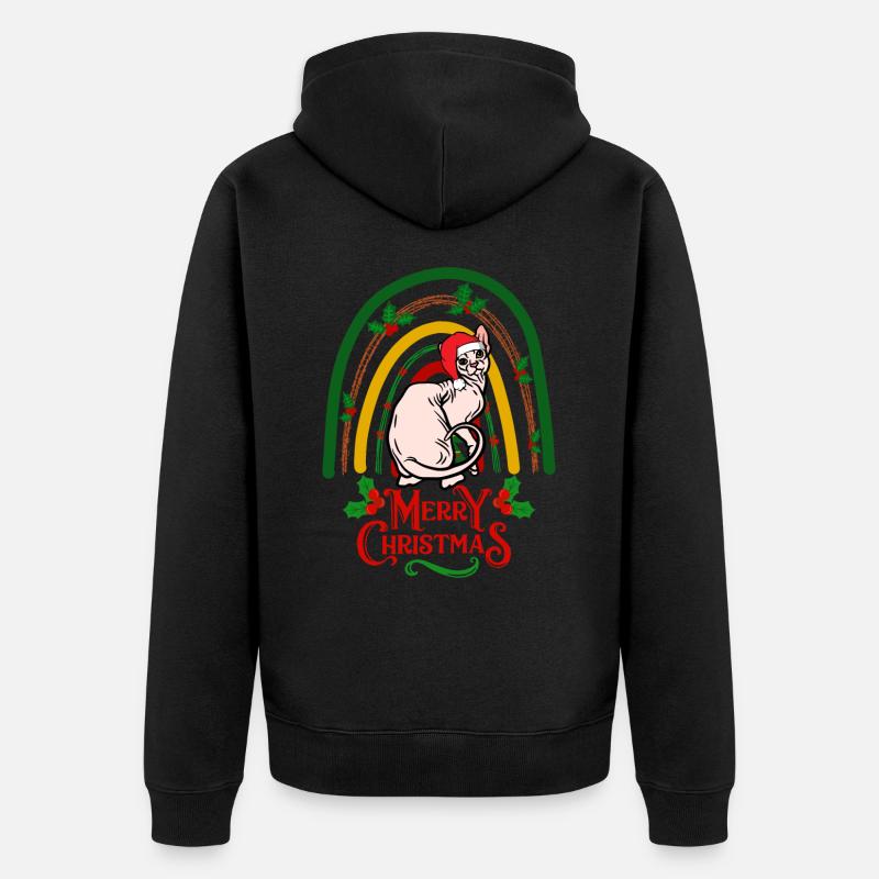 Sphynx Chat Noël - Veste à capuche bio Premium Unisexe - noir