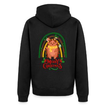 Noël Hedgehog souhaite Joyeux Noël - Veste à capuche bio Premium Unisexe - noir - Dos - Nico (187cm)