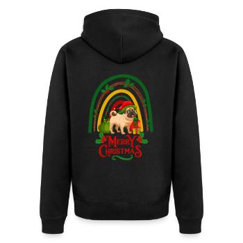 Weihnachten Mops Liebhaber Kawaii - Unisex Premium Bio Zip Hoodie - Schwarz - Hinten - Nico (187cm)