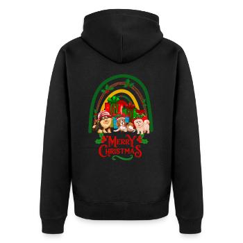 Les chiens mignons souhaitent Noël Joyeux Noël - Veste à capuche bio Premium Unisexe - noir - Dos - Nico (187cm)