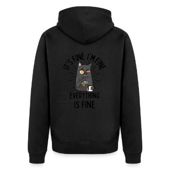 coffee cat funny saying tired cat coffee - Unisex Premium Organic Zip Hoodie - black - Back - Nico (187cm)