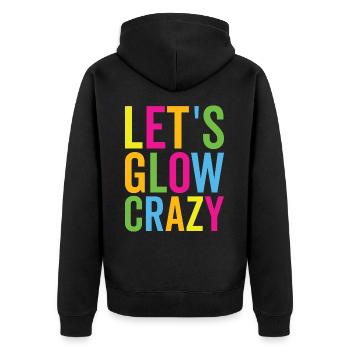 Lassen Sie uns das Team der Crazy Colorful Quote Group leuchten - Unisex Premium Bio Zip Hoodie - Schwarz - Hinten - Nico (187cm)