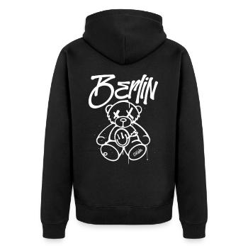 Cadeau de mascotte d’ours de Berlin de style berlinois - Veste à capuche bio Premium Unisexe - noir - Dos - Nico (187cm)
