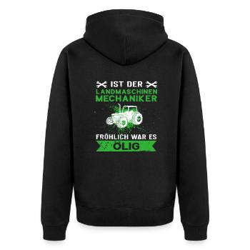 Landmaschinenmechaniker Landmaschinen Beruf Spruch - Unisex Premium Bio Zip Hoodie - Schwarz - Hinten - Nico (187cm)