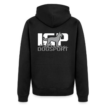 IGP Malinois Dogsport Hundesport Hunde Wilsigns - Unisex Premium Bio Zip Hoodie - Schwarz - Hinten - Nico (187cm)