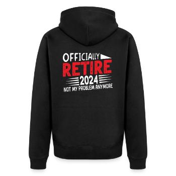 Offiziell im Ruhestand 2024 nicht mehr mein Problem Spaß - Unisex Premium Bio Zip Hoodie - Schwarz - Hinten - Nico (187cm)