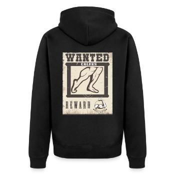 Wanted Calves - Unisex Premium Bio Zip Hoodie - Schwarz - Hinten - Nico (187cm)