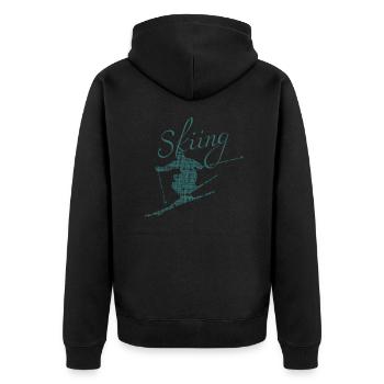skiing ski fahren - Unisex Premium Bio Zip Hoodie - Schwarz - Hinten - Nico (187cm)