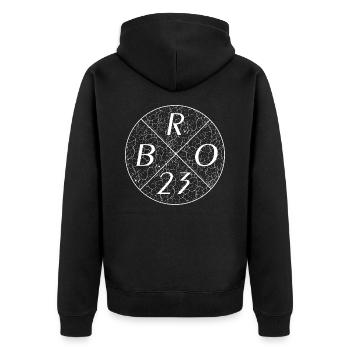 Bro 23 - Unisex Premium Bio Zip Hoodie - Schwarz - Hinten - Nico (187cm)