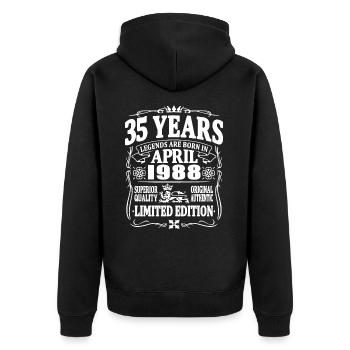 Legends are born in april 1988 - 35 years old - Unisex Premium Organic Zip Hoodie - black - Back - Nico (187cm)