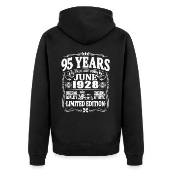 Legends are born in june 1928 - 95 years old - Unisex Premium Organic Zip Hoodie - black - Back - Nico (187cm)