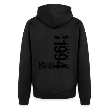 Anniversaire Janvier 1994 Janvier né en January - Veste à capuche bio Premium Unisexe - noir - Dos - Nico (187cm)
