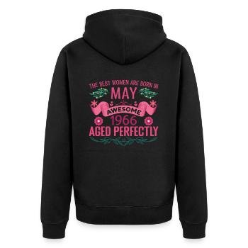 May 1966 Birthday Woman May 1966 Retro - Unisex Premium Organic Zip Hoodie - black - Back - Nico (187cm)