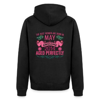 Mai 2014 Geburtstag Ehefrau Mai 2014 Geburtstag - Unisex Premium Bio Zip Hoodie - Schwarz - Hinten - Nico (187cm)