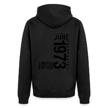 Geburtstag Juni 1973 Juni geboren im Juni 1973 - Unisex Premium Bio Zip Hoodie - Schwarz - Hinten - Nico (187cm)