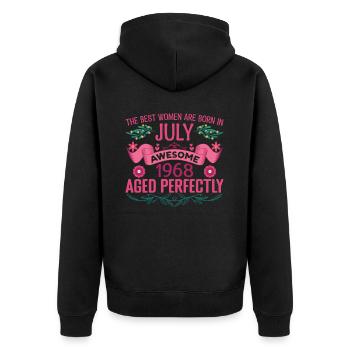 Juli 1968 Geburtstag der Frau Juli 1968 - Unisex Premium Bio Zip Hoodie - Schwarz - Hinten - Nico (187cm)