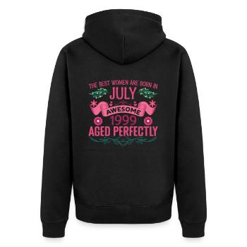 Juli 1999 Weiblicher Geburtstag Juli 1999 - Unisex Premium Bio Zip Hoodie - Schwarz - Hinten - Nico (187cm)