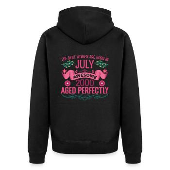July 2000 Birthday Woman July 2000 - Unisex Premium Organic Zip Hoodie - black - Back - Nico (187cm)
