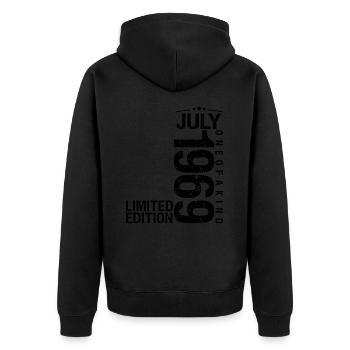 Geburtstag 1969 Juli 1969 Juli 1969 - Unisex Premium Bio Zip Hoodie - Schwarz - Hinten - Nico (187cm)
