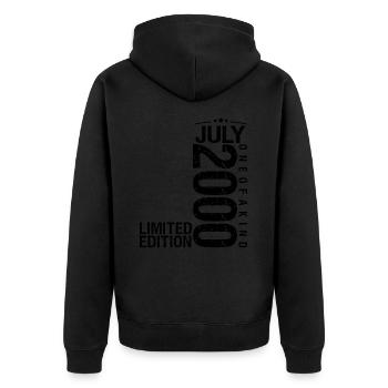 Anniversaire 2000 Juillet 2000 Juillet 2000 - Veste à capuche bio Premium Unisexe - noir - Dos - Nico (187cm)
