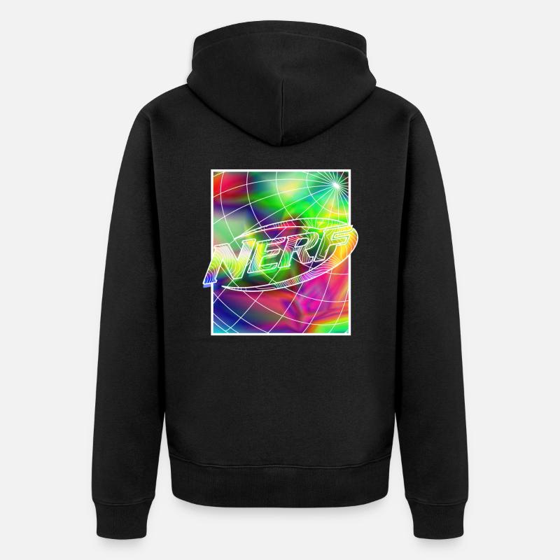 Nerf Rainbow Square Logo - Unisex Premium Organic Zip Hoodie - black