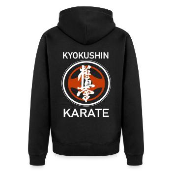 Kyokushin Karate T-Shirt - Unisex Premium Bio Zip Hoodie - Schwarz - Hinten - Nico (187cm)