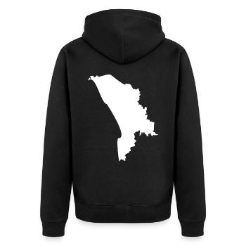 Moldova map flag - Unisex Premium Organic Zip Hoodie - black - Back - Nico (187cm)