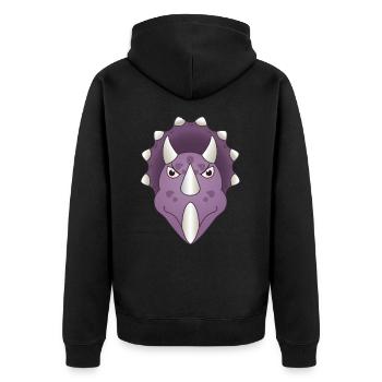 Triceratops Dino Kopf Dinosaurier - Unisex Premium Bio Zip Hoodie - Schwarz - Hinten - Nico (187cm)