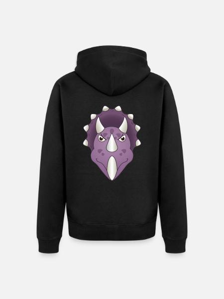 Triceratops Dino Head Dinosaur - Unisex Premium Organic Zip Hoodie - black