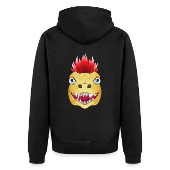 Punk Dino Utahraptor Dinosaur - Unisex Premium Organic Zip Hoodie - black - Back - Nico (187cm)