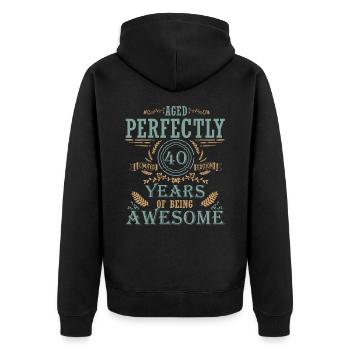 40 Birthday, Born 1982, Retro T-Shirt - Unisex Premium Organic Zip Hoodie - black - Back - Nico (187cm)