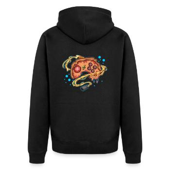 Pizza Gaming Controller Gamepad - Unisex Premium Organic Zip Hoodie - black - Back - Nico (187cm)