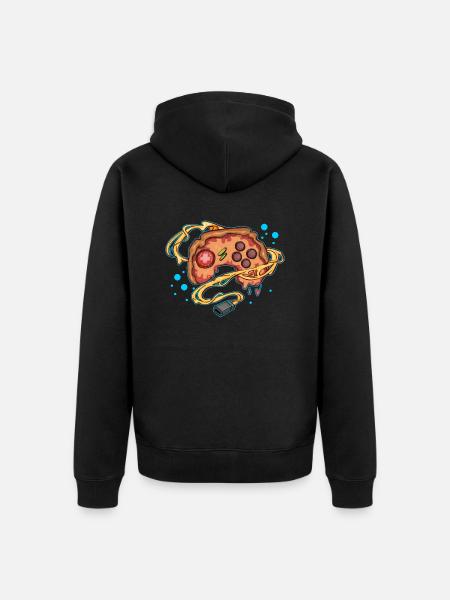 Pizza Gaming Controller Gamepad - Unisex Premium Organic Zip Hoodie - black