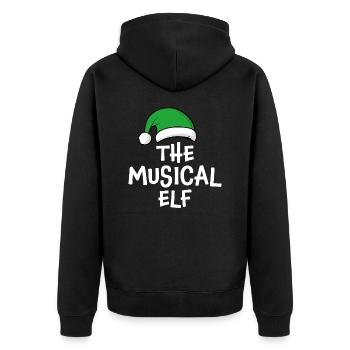 Der musikalische Elf - Unisex Premium Bio Zip Hoodie - Schwarz - Hinten - Nico (187cm)