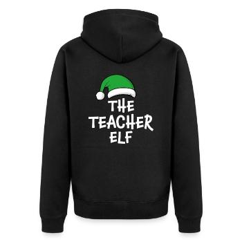 The Teacher Elf - Unisex Premium Organic Zip Hoodie - black - Back - Nico (187cm)