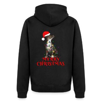 Christmas Gift Dog String Lights - Unisex Premium Organic Zip Hoodie - black - Back - Nico (187cm)